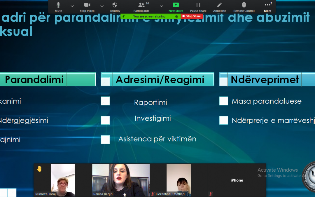 Trajnim per stafin dhe bashkepunetore ne lidhje me Parandalimin  e Shfrytëzimit dhe Abuzimin Seksual.